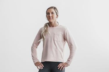 Nobull Heavyweight Pocket Boxy Women's Long Sleeves Rose | Australia (GS9370)